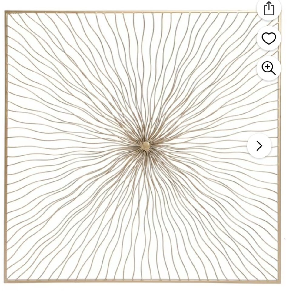 ISO LuxenHome Gold Abstract Flower Square Metal Wall Decor